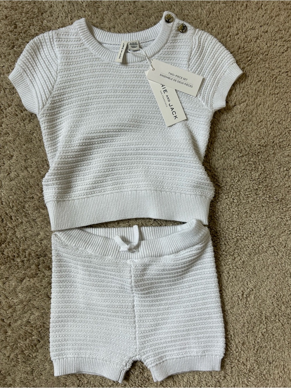 6-12mo Janie and Jack White Knit Two-Piece Set